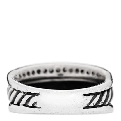 David Yurman Sterling Silver Diamond Cable Band Ring 52 6 3 of 5