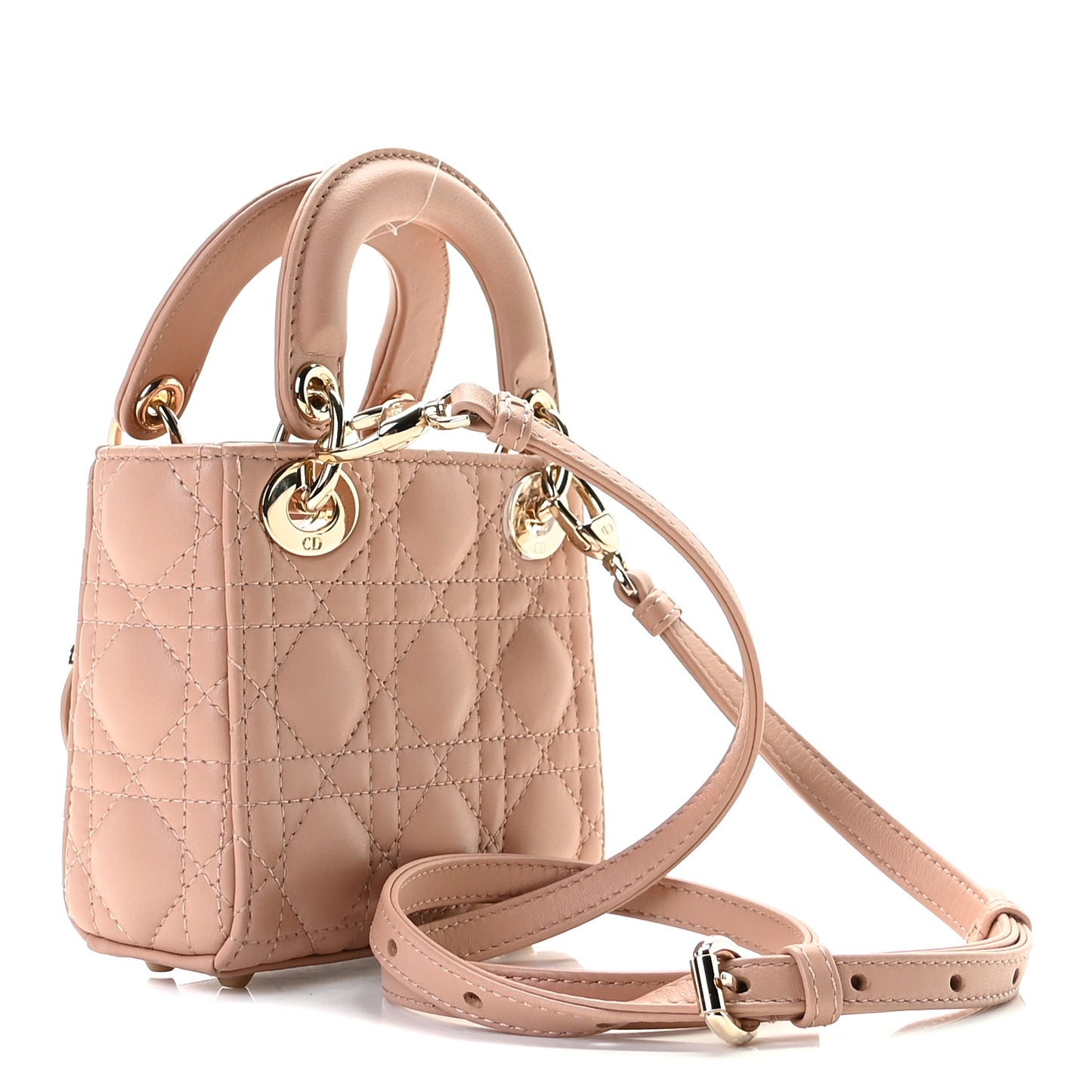 Lambskin Cannage Micro Lady Dior Rose De Vents