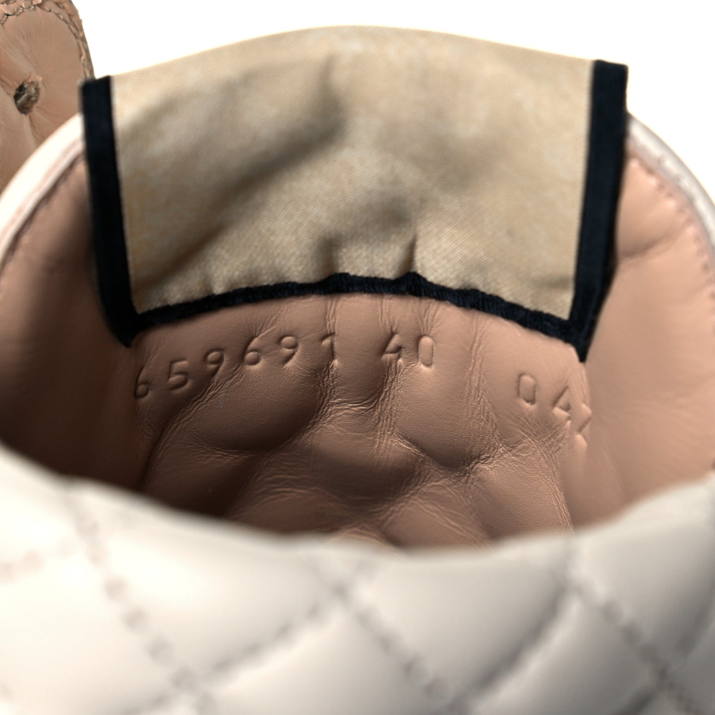 Calfskin GG Supreme Monogram Nappa Quilted Lace Up Ankle Boots 40 Mystic White Beige