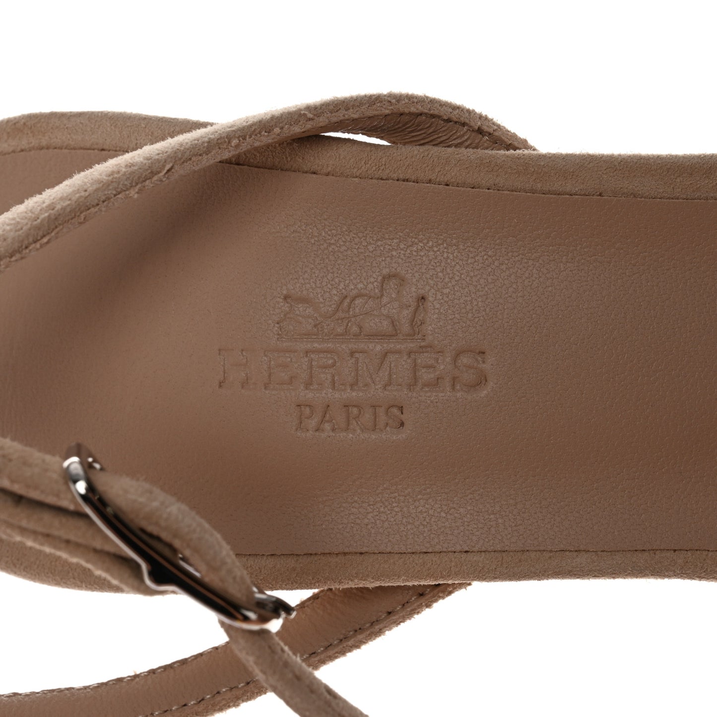 Metallic Nappa Gala 105 Sandal 38 Gris Argente Beige Nude