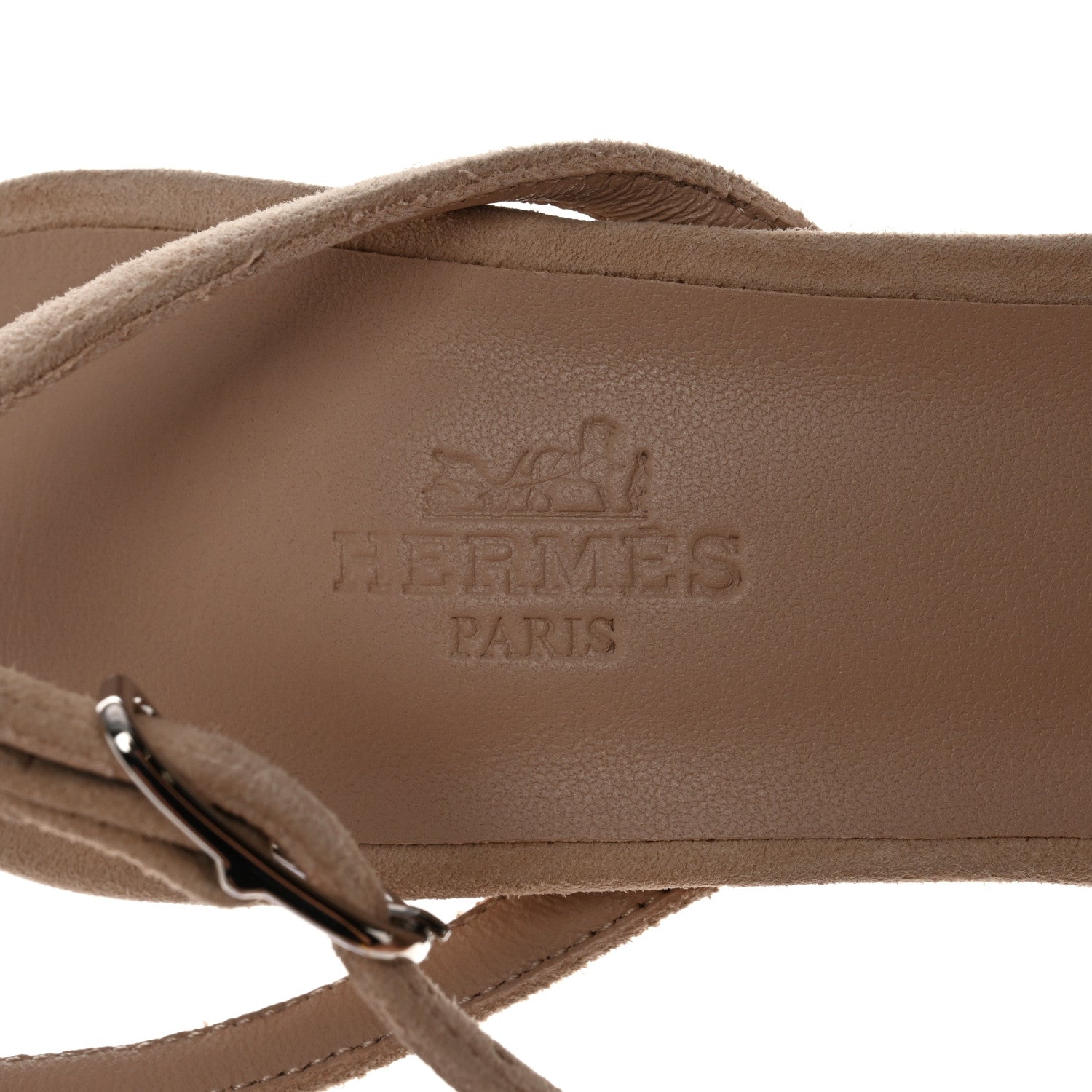 Hermes Metallic Nappa Gala 105 Sandal 38 Gris Argente Beige Nude 6 of 8