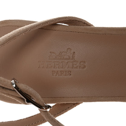 Hermes Metallic Nappa Gala 105 Sandal 38 Gris Argente Beige Nude 6 of 8