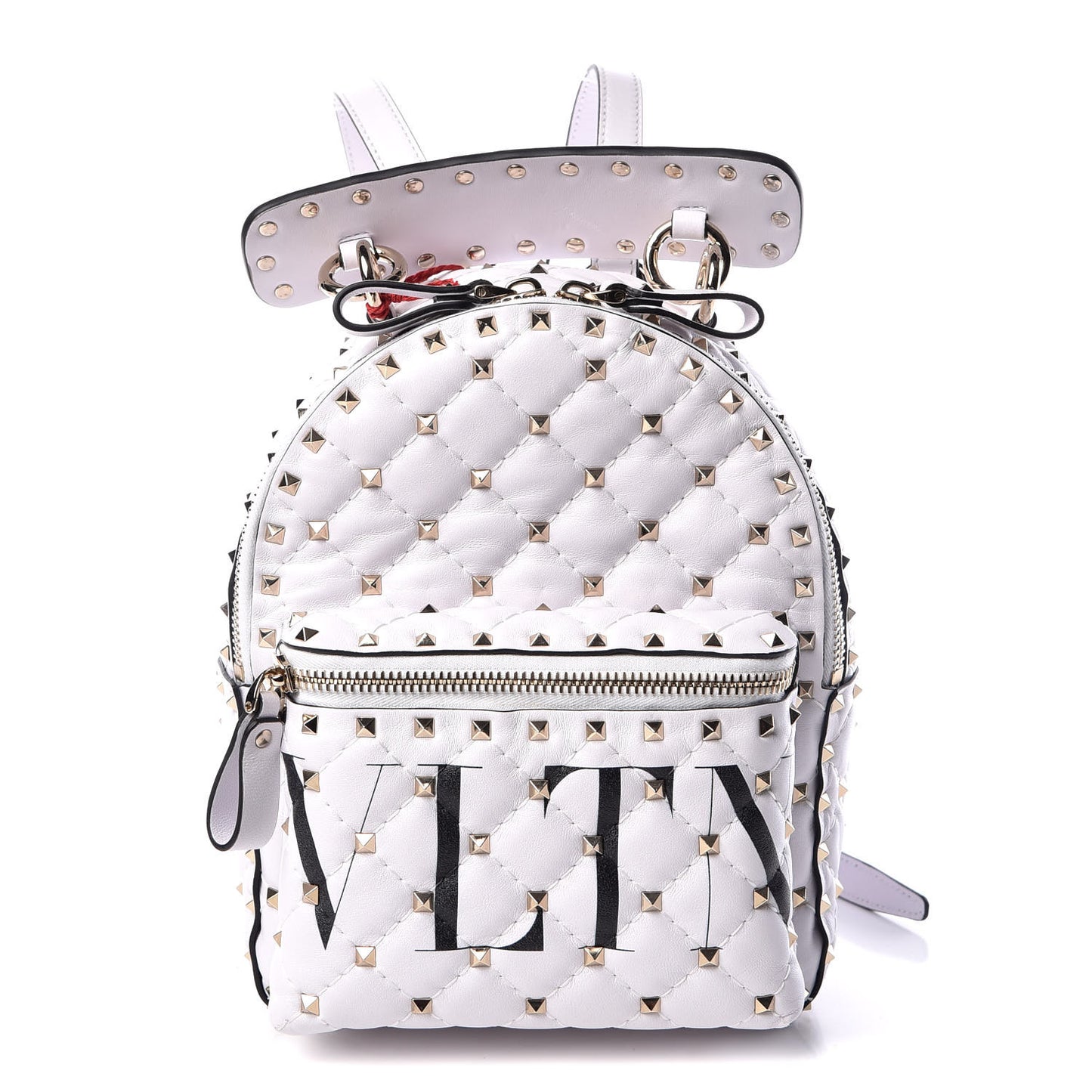 Lambskin VLTN Print Quilted Mini Rockstud Spike Backpack White