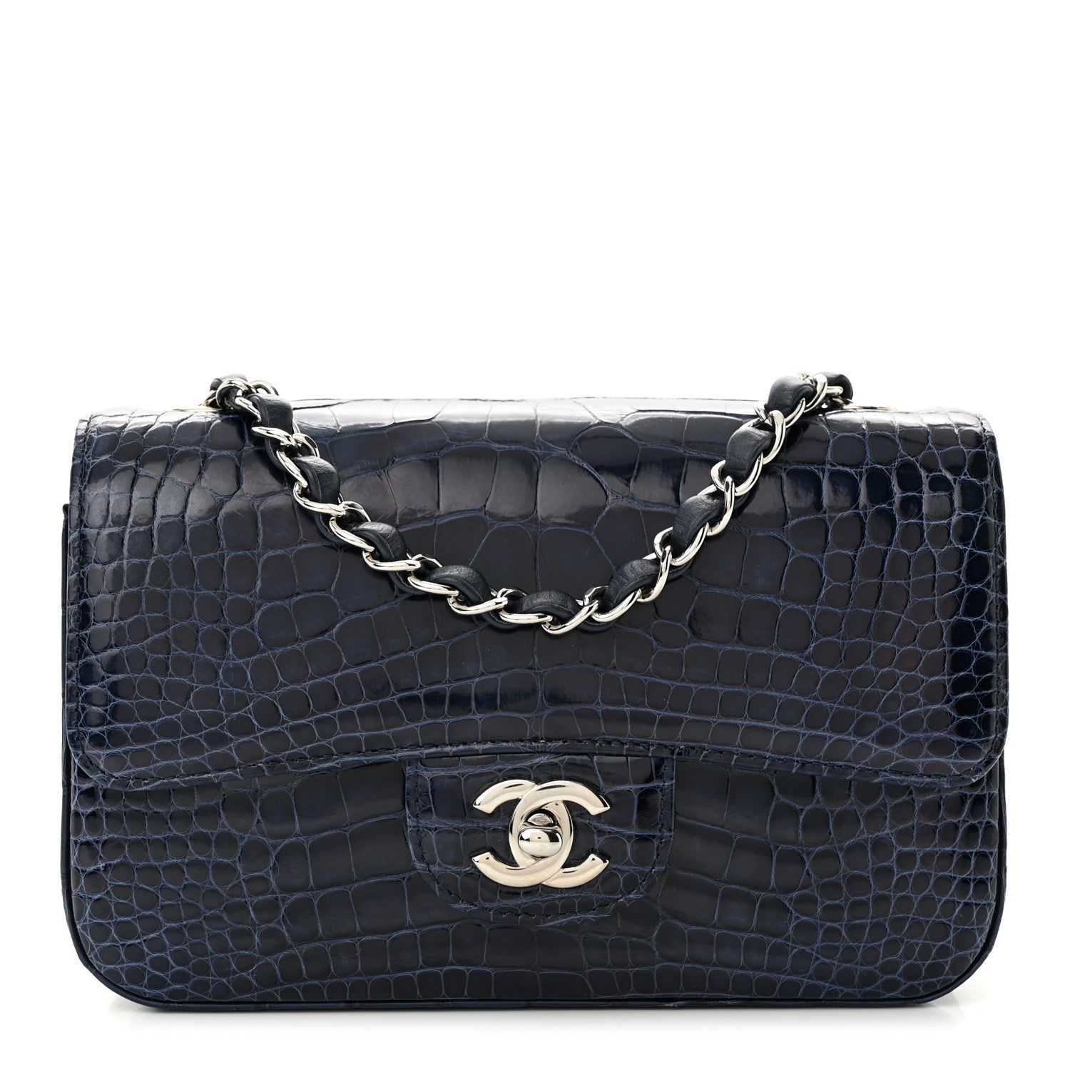 Chanel Shiny Alligator Mini Rectangular Flap Blue 1 of 10