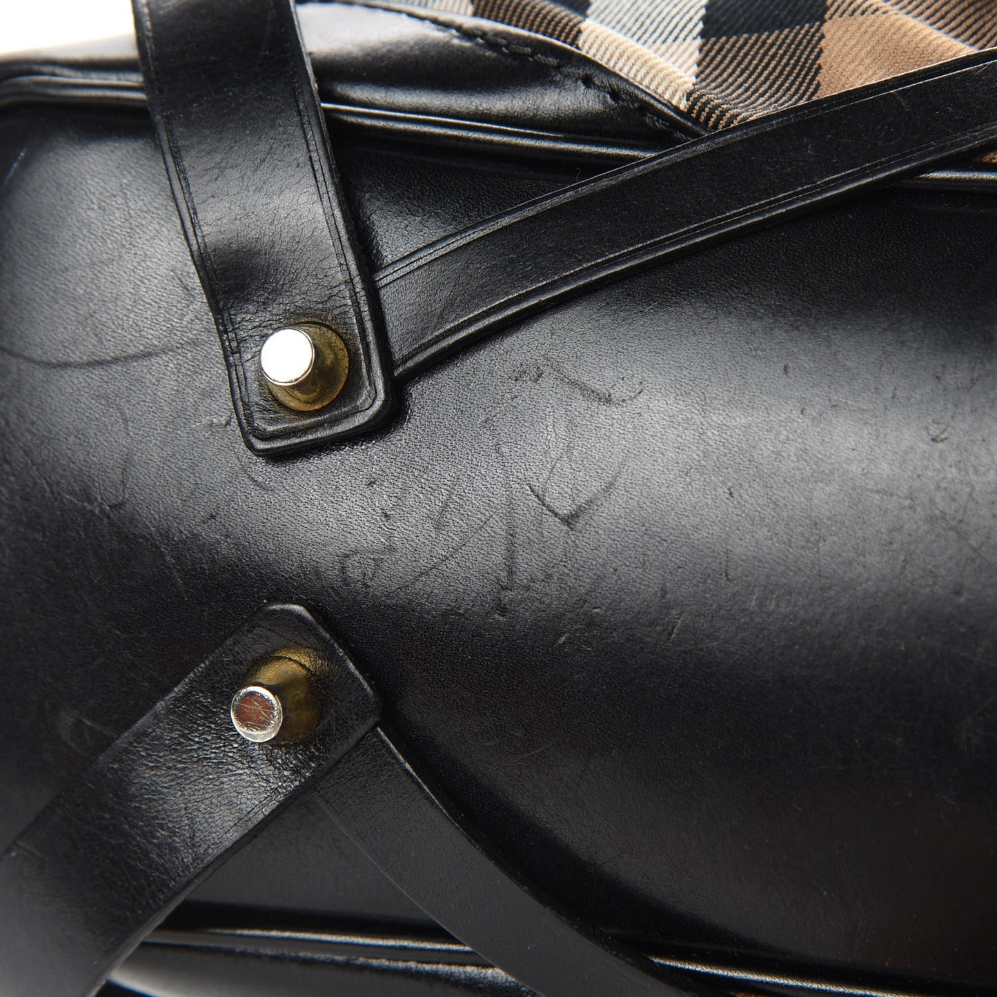 House Check Bridle Calfskin Medium Gosford Hobo Black