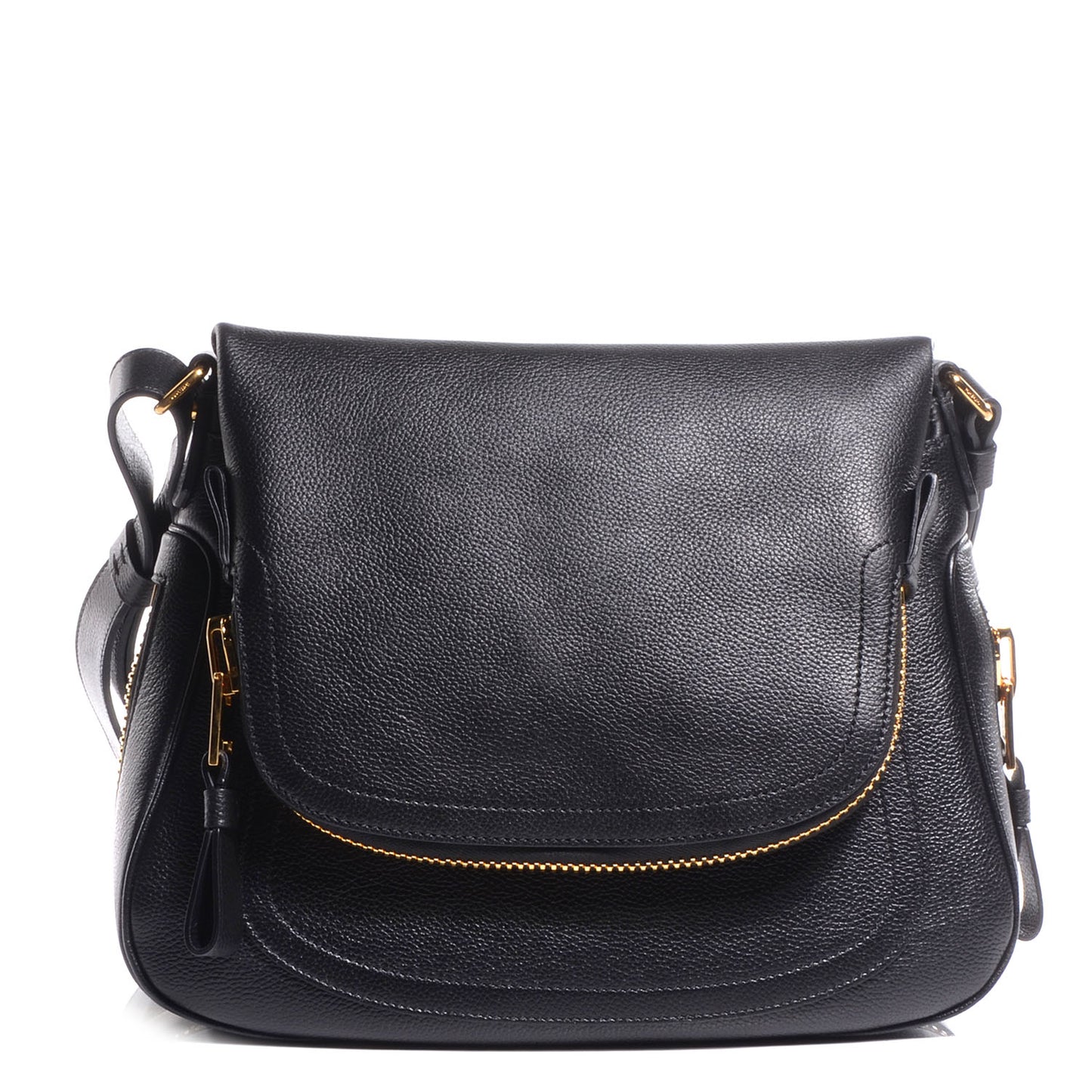Grained Calfskin Medium Jennifer Crossbody Bag Black