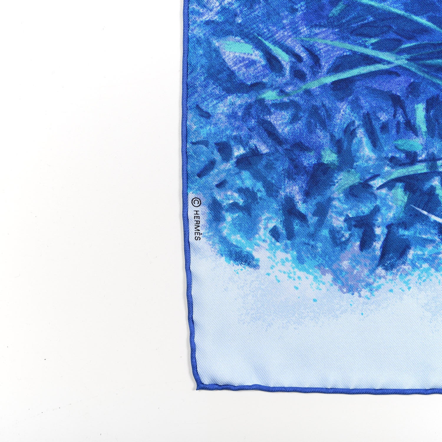 Hermes Silk Tigre Du Bengale Scarf 90 Bleu Dur Ciel Turquoise Bleu 4 of 4
