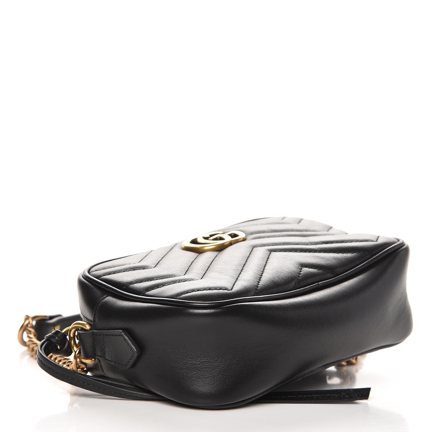 Gucci Calfskin Matelasse Mini GG Marmont Chain Shoulder Bag Black 4 of 8