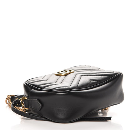 Gucci Calfskin Matelasse Mini GG Marmont Chain Shoulder Bag Black 4 of 8