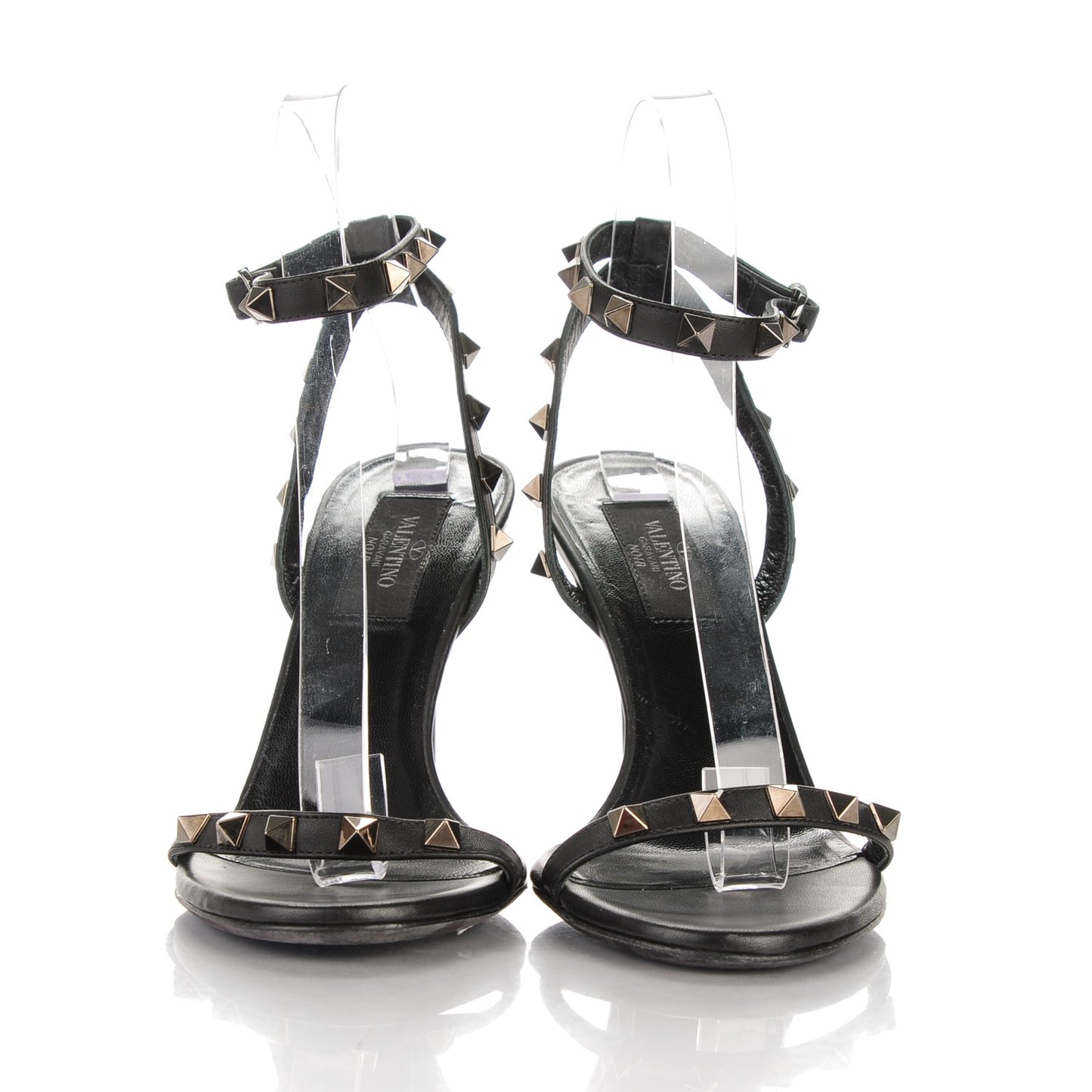 Nappa Rockstud Ankle Strap 100mm Sandals 36.5 Black