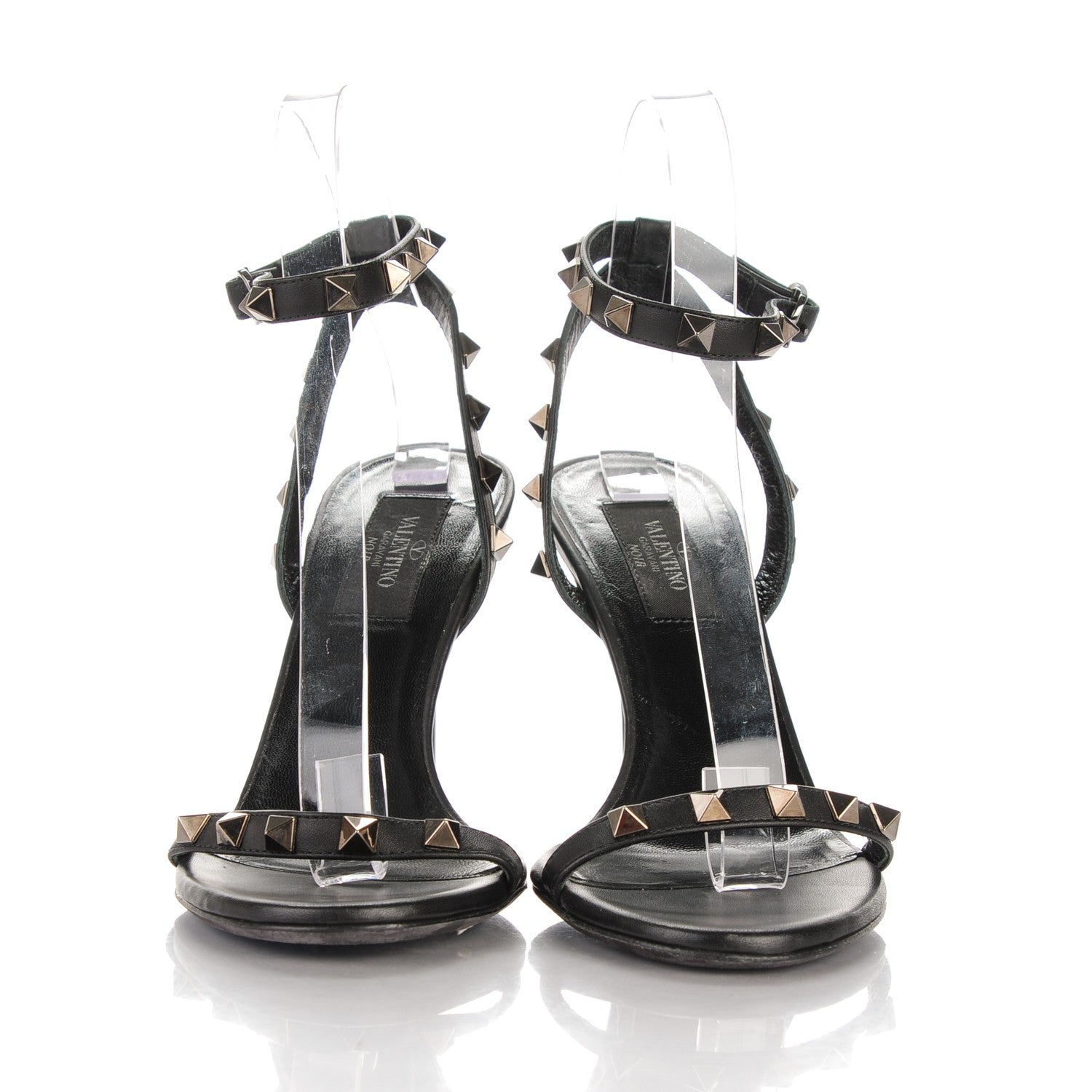 Valentino Garavani Nappa Rockstud Ankle Strap 100mm Sandals 36.5 Black 2 of 7