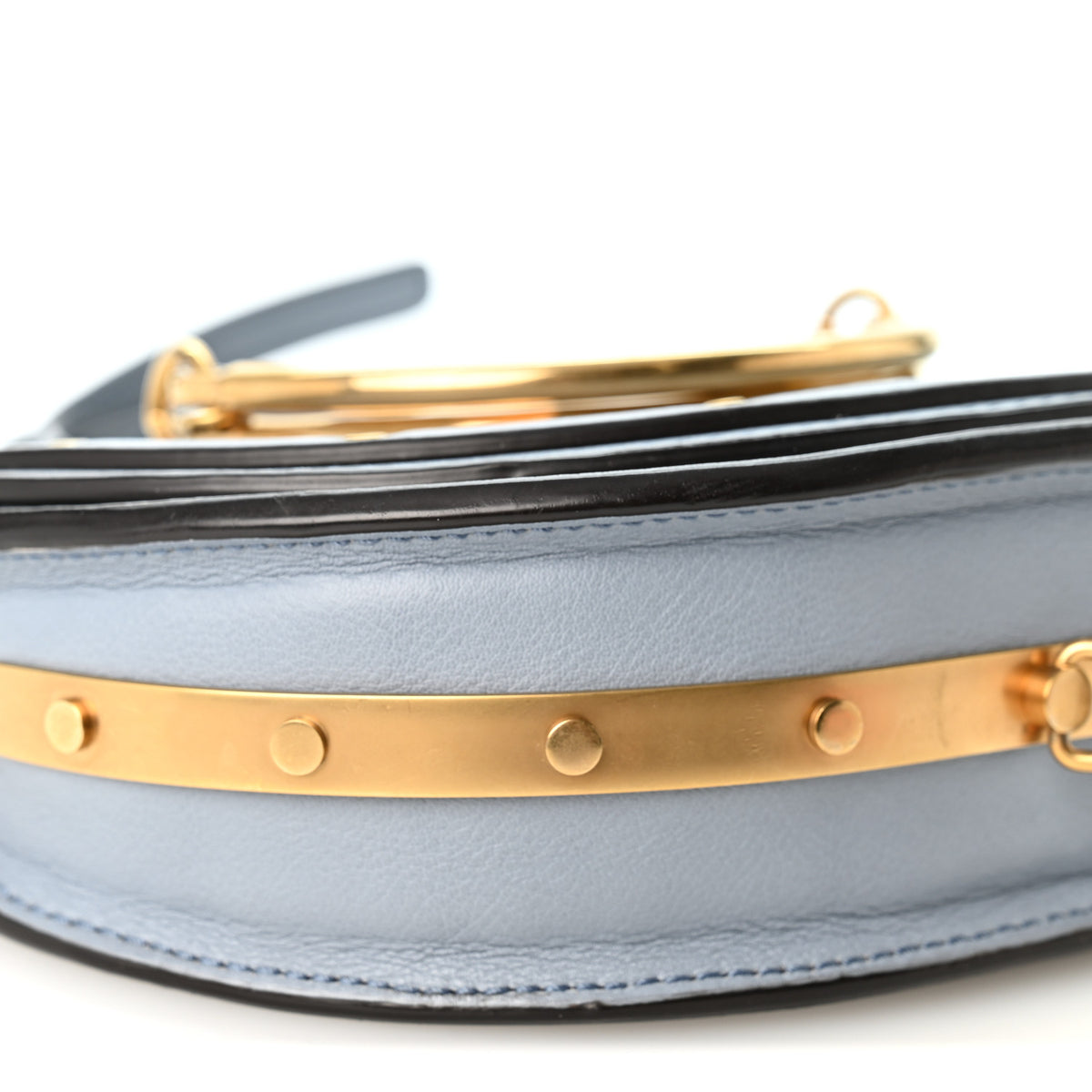 Calfskin Small Nile Bracelet Minaudiere Bag Washed Blue