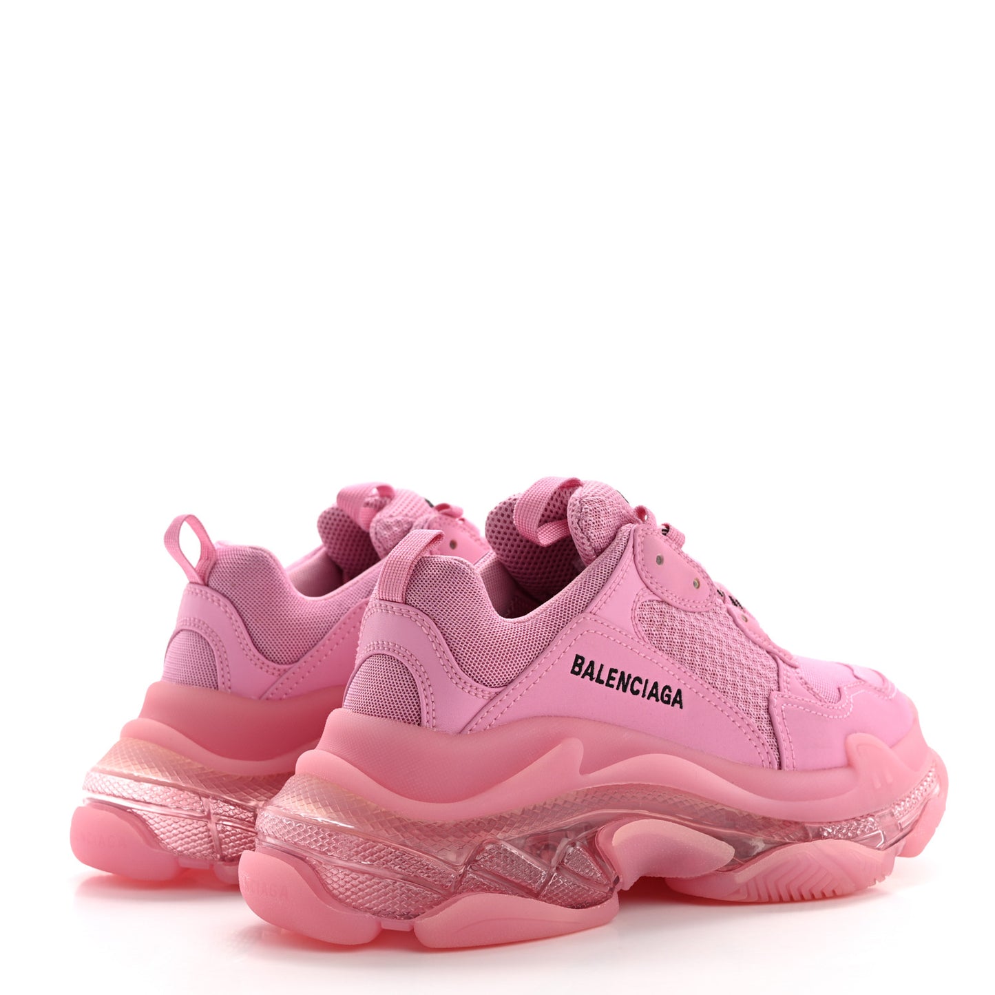Fabric Mesh Clear Sole Womens Triple S Sneakers 37 Pink