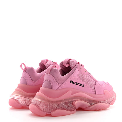 Balenciaga Fabric Mesh Clear Sole Womens Triple S Sneakers 37 Pink 4 of 10