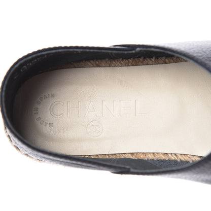 Chanel Grained Calfskin CC Espadrilles 39 Black Navy 8 of 9