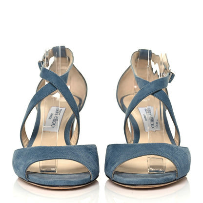 Jimmy Choo Suede Carrie 65 Sandals 38.5 Blue 2 of 8