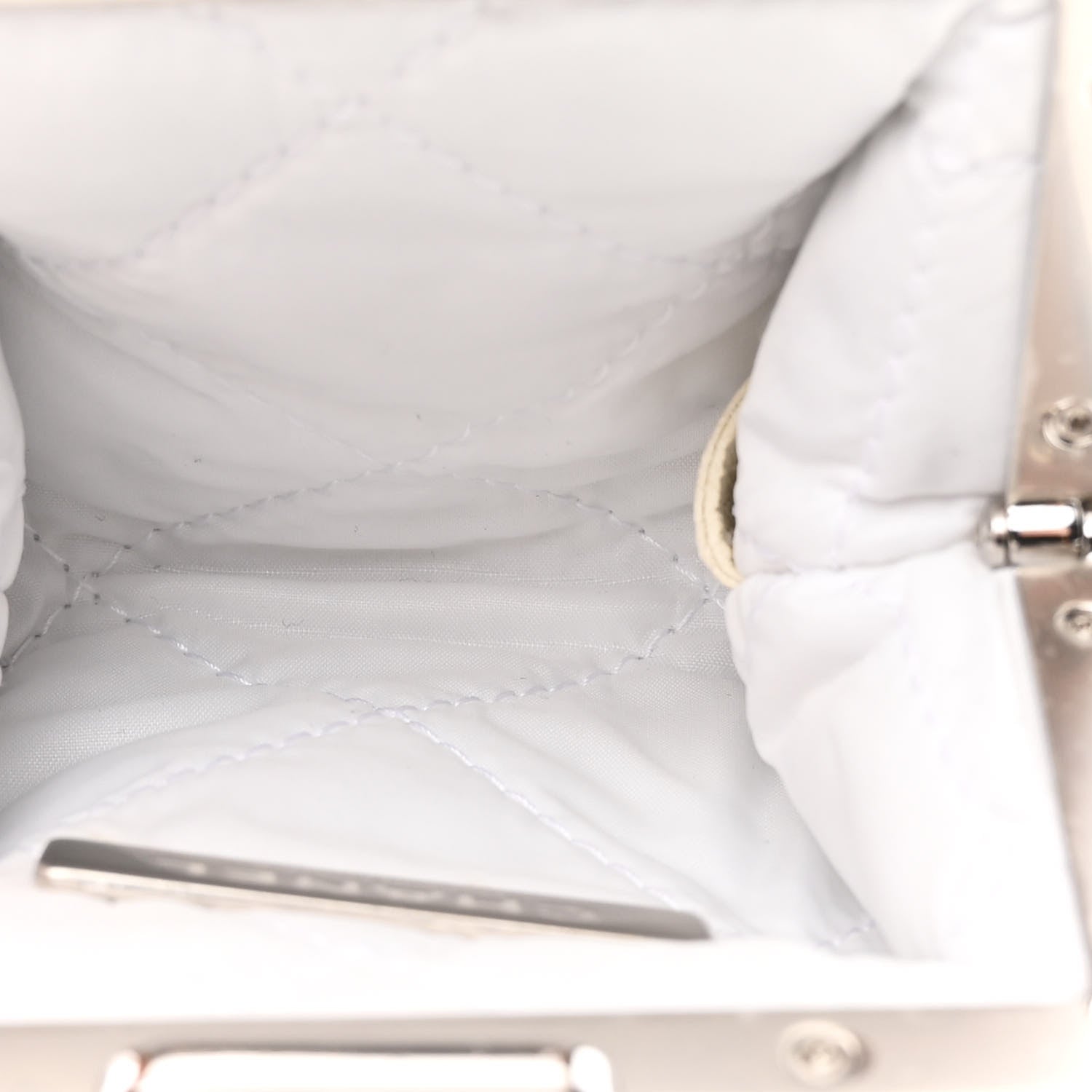 Chanel Shearling Sheepskin Lambskin Quilted Clutch With Chain White 5 of 10