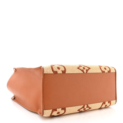 Louis Vuitton Raffia Calfskin Monogram Giant Onthego GM Tan 4 of 11