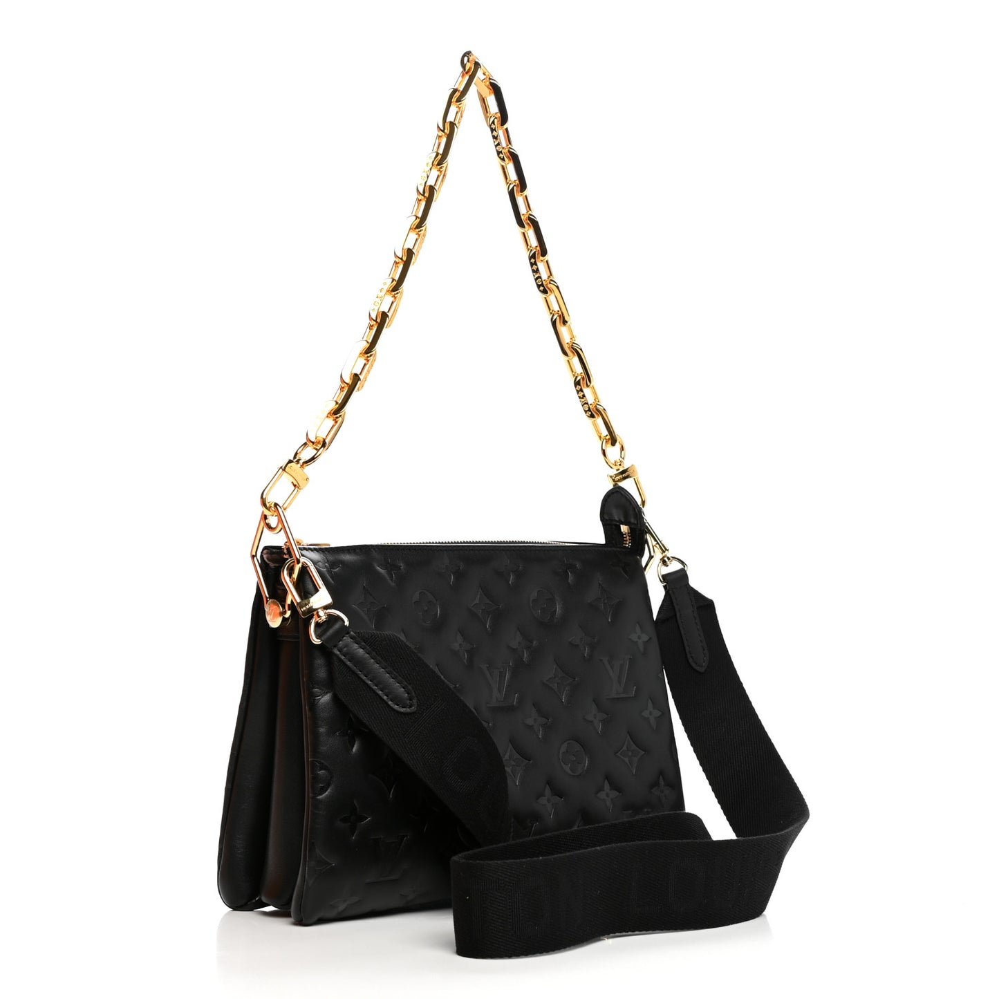 Lambskin Embossed Monogram Coussin PM Black