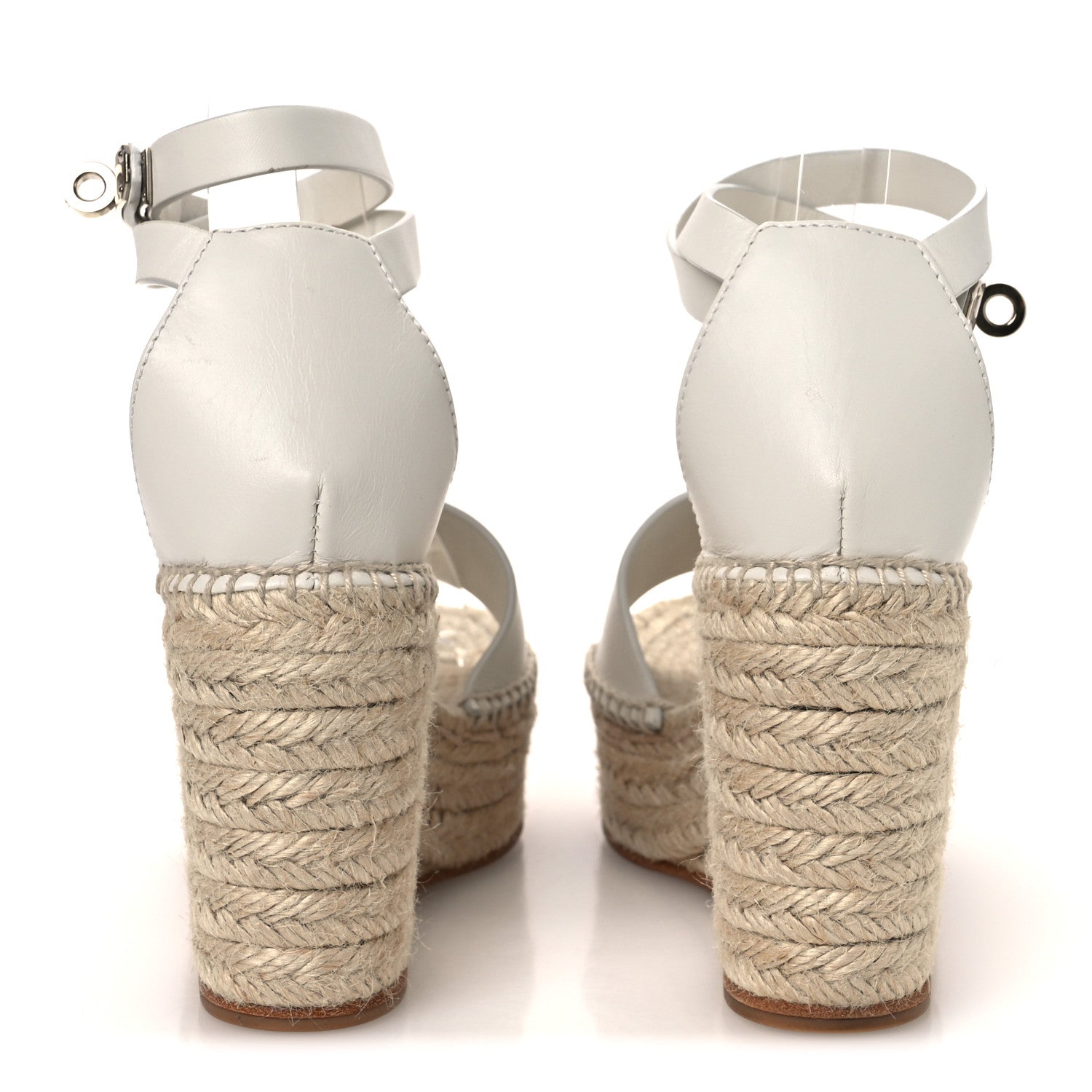 Hermes Calfskin Tipoli Espadrille Wedges 38 White 6 of 12