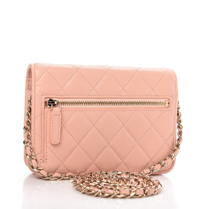 Chanel Lambskin Quilted Mini Wallet On Chain WOC Light Pink 3 of 10