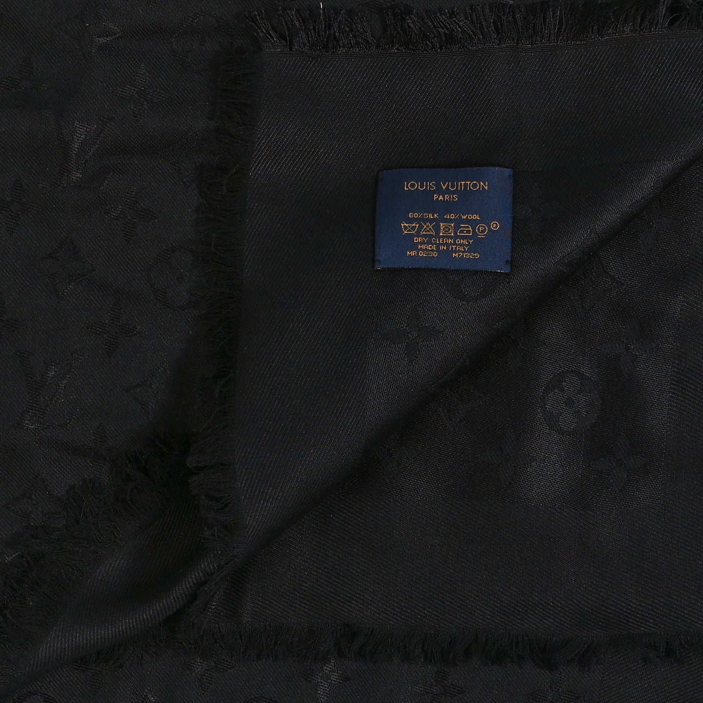 Silk Wool Monogram Shawl Black