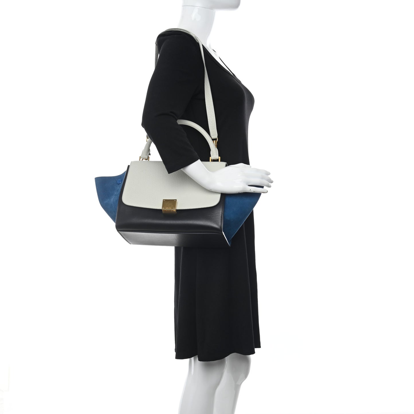 Bullhide Calfskin Nubuck Medium Tri-Color Trapeze Blue Beige