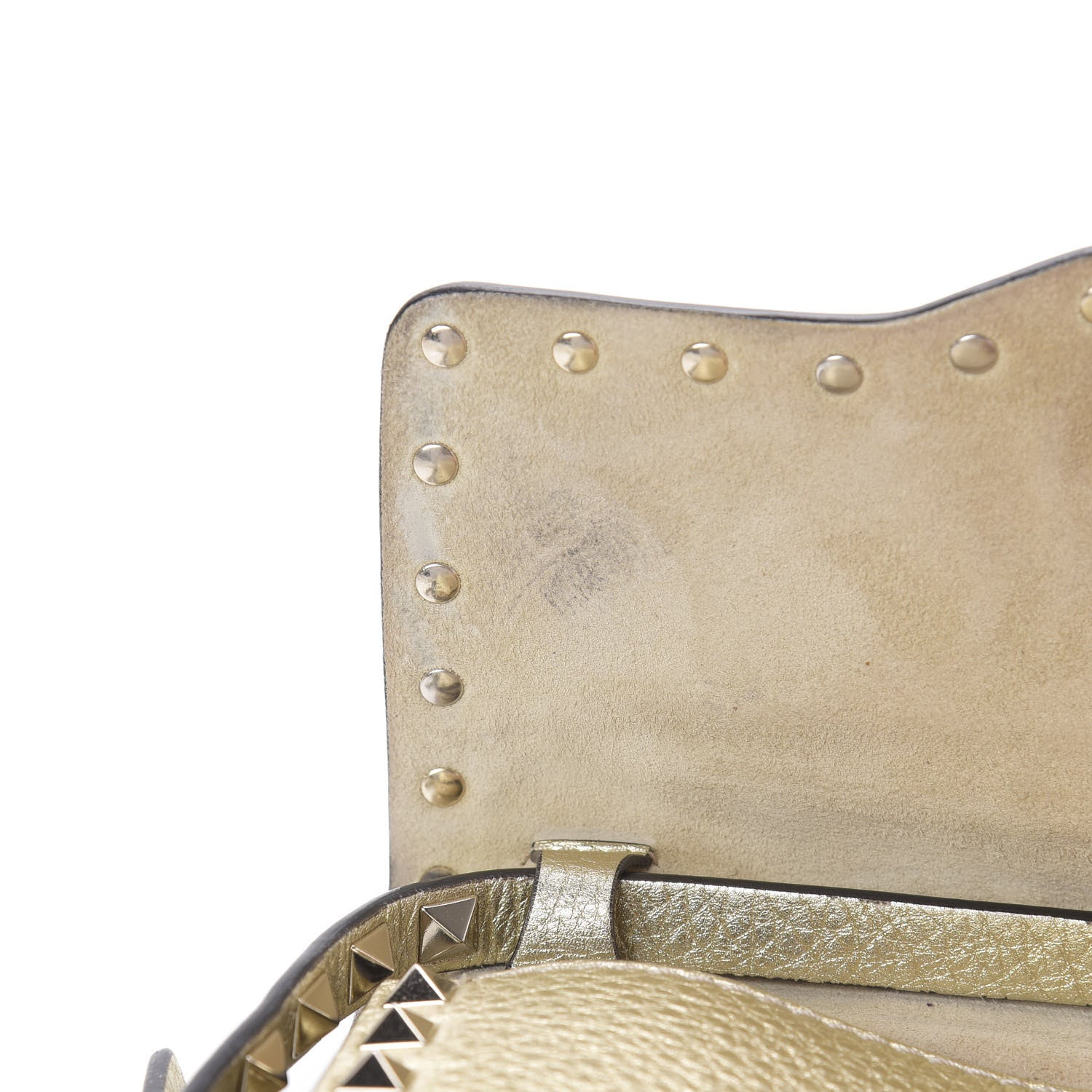 Valentino Garavani Metallic Pebbled Calfskin Medium Rockstud Flip Lock Crossbody Bag Platino 13 of 14