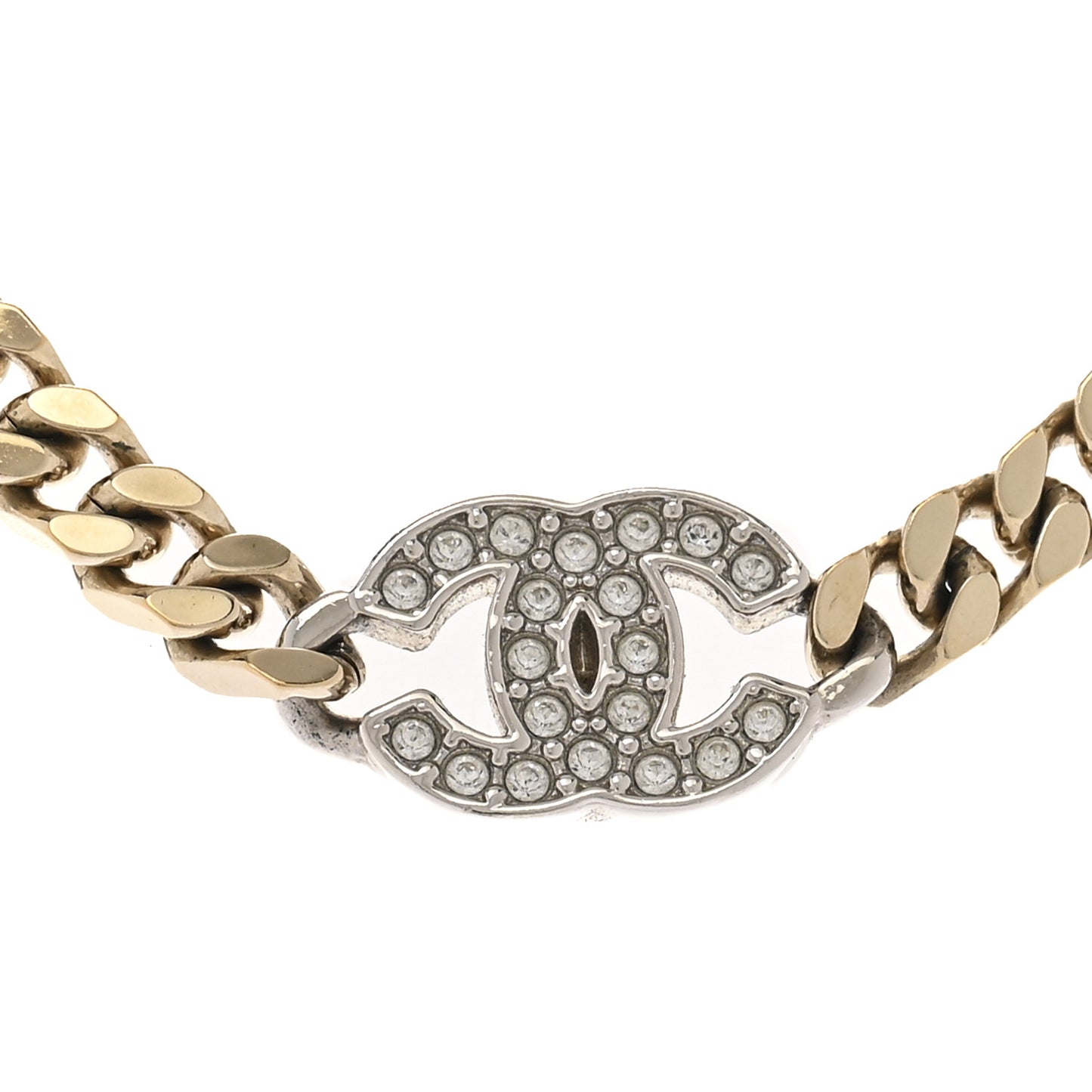 Crystal Chain CC Link Choker Gold Silver