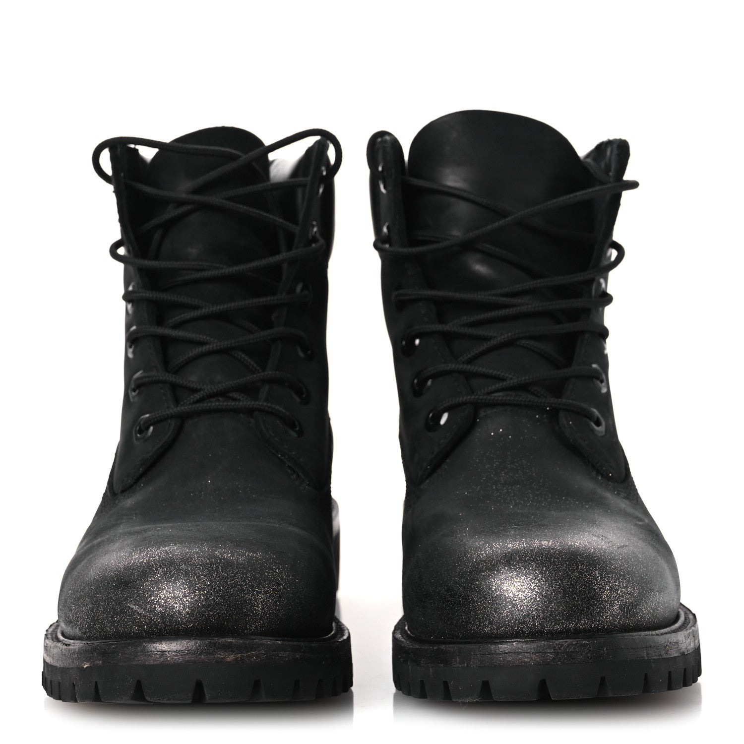 Jimmy Choo X TIMBERLAND Nubuck Glitter Womens Ankle Boots 38.5 Black Gunmetal 3 of 11