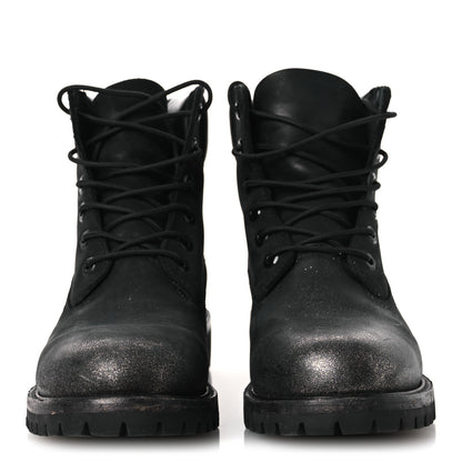 Jimmy Choo X TIMBERLAND Nubuck Glitter Womens Ankle Boots 38.5 Black Gunmetal 3 of 11