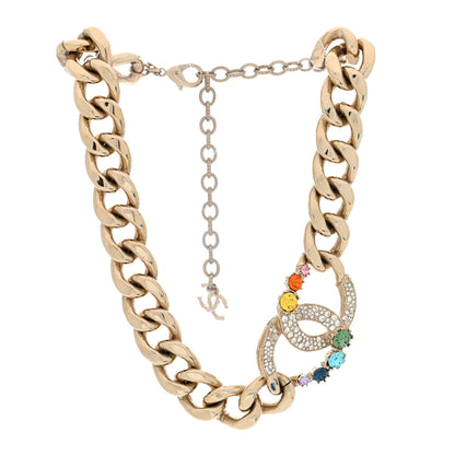 Chanel Chain Crystal Over The Rainbow CC Choker Necklace Gold Multicolor 3 of 5