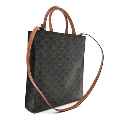 Celine Triomphe Canvas Calfskin Small Vertical Cabas Tan 3 of 10
