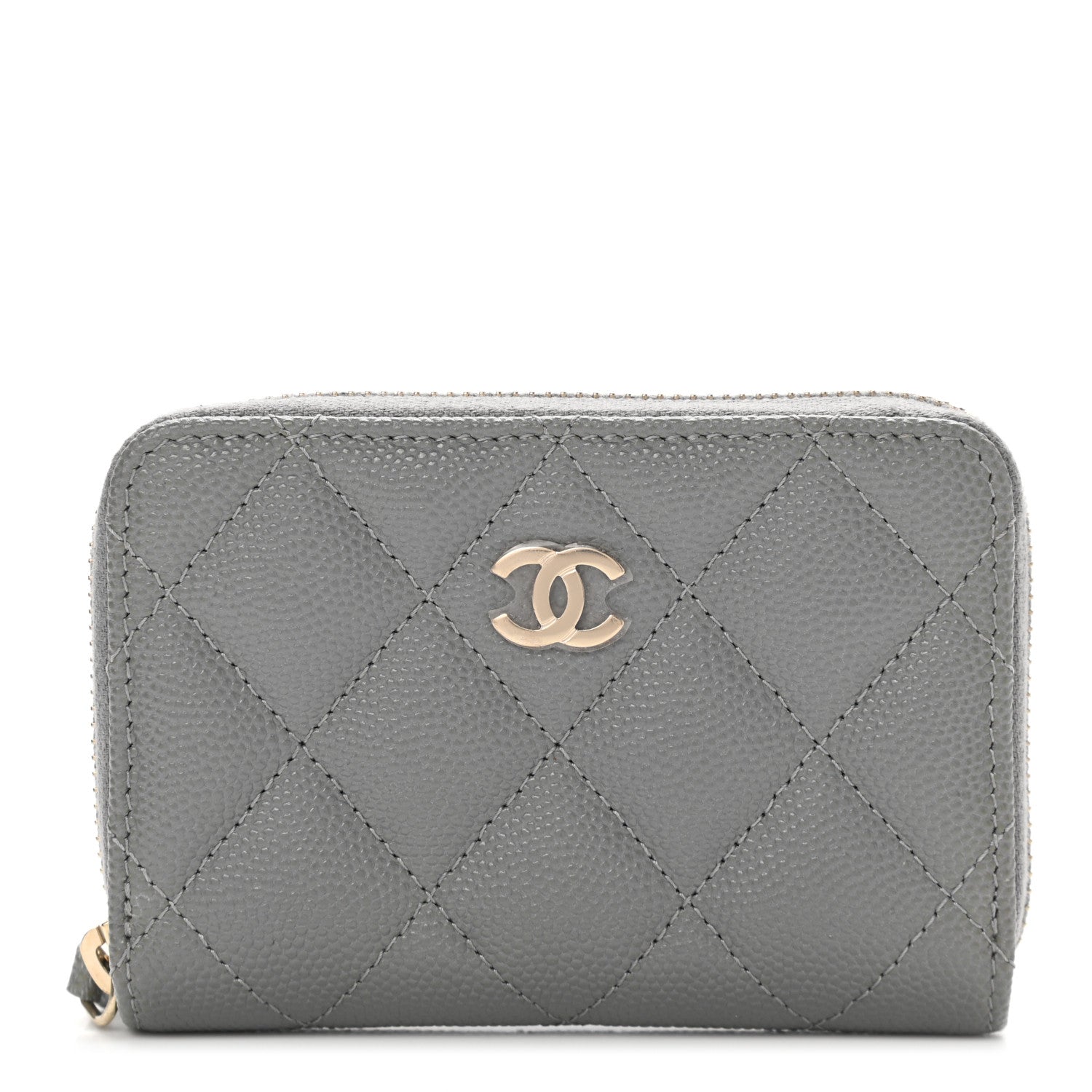 Chanel Caviar Quilted Zip Coin Purse Grey 1 of 9