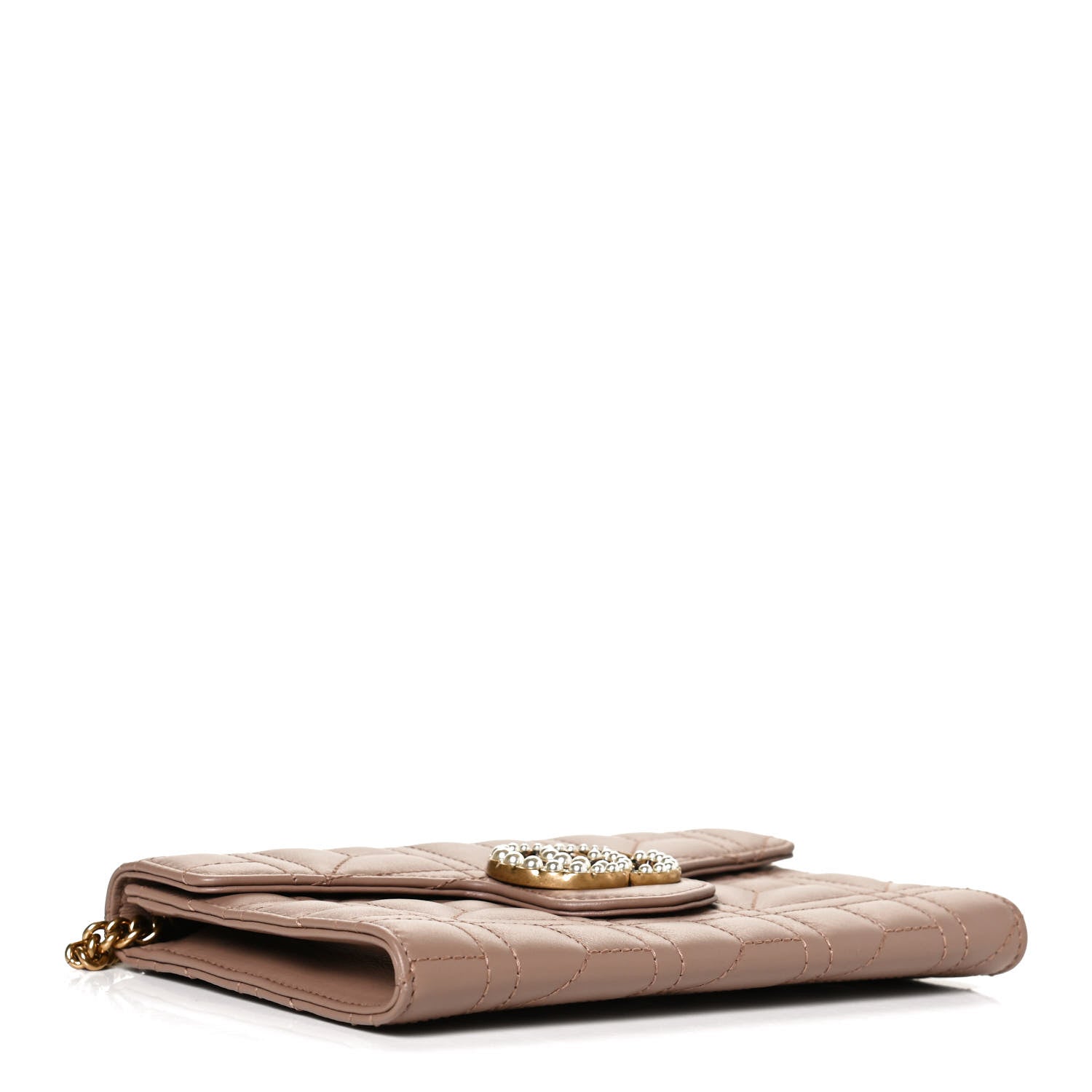 Gucci Calfskin Matelasse Mini Pearly GG Marmont Chain Wallet Porcelain Rose 3 of 11