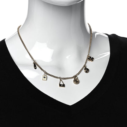 Chanel Enamel CC Charm Necklace Black Gold 2 of 6
