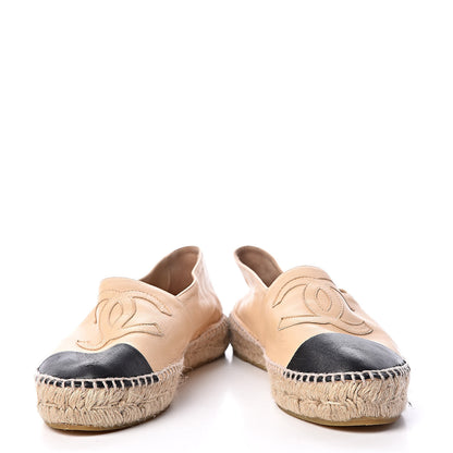Chanel Lambskin CC Espadrilles 39 Beige Black 5 of 13