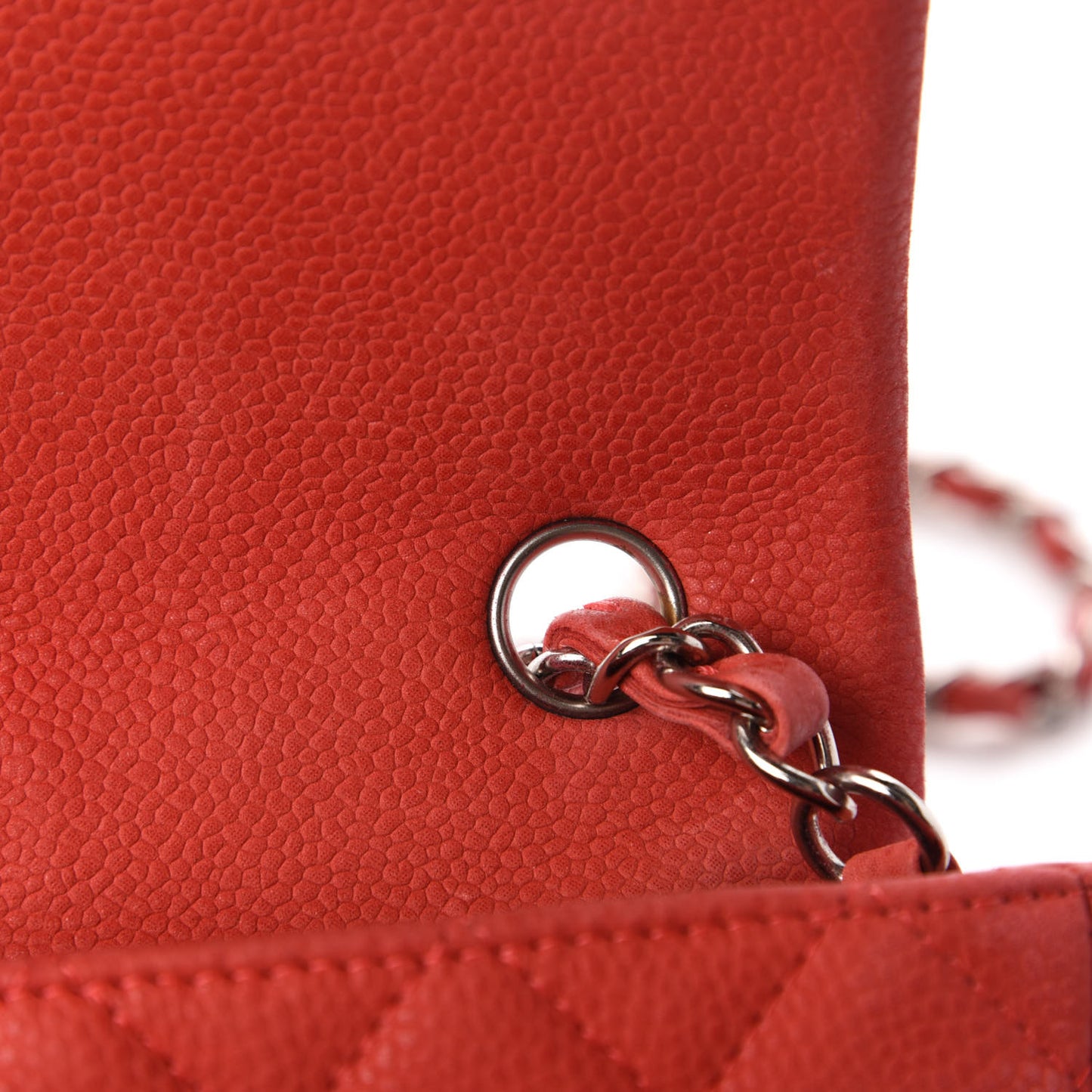 Iridescent Caviar Quilted Mini Rectangular Flap Light Red