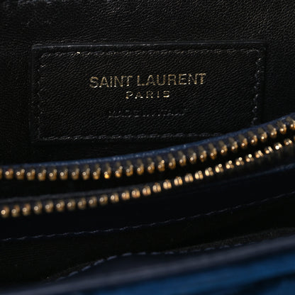Saint Laurent Velvet Y Quilted Monogram Small Loulou Chain Satchel Dark Ottanio 6 of 10