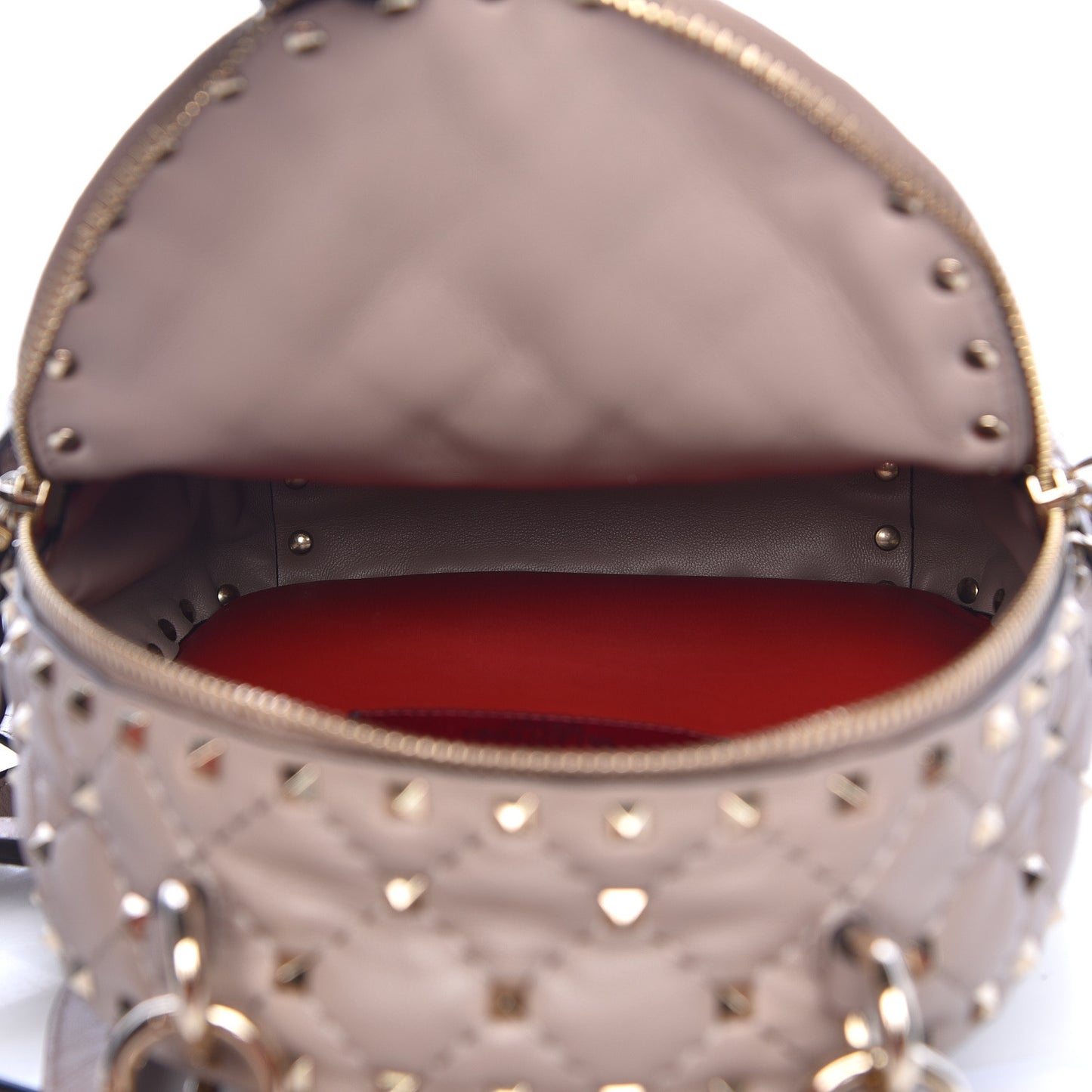 Nappa Quilted Mini Rockstud Spike Backpack Poudre