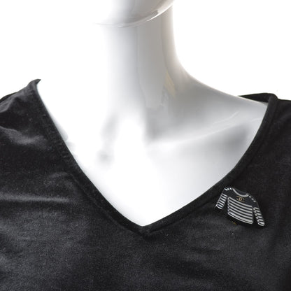 Chanel Resin Sweater CC Brooch Black White 2 of 5