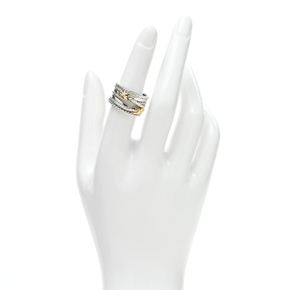 David Yurman Sterling Silver 18K Yellow Gold Double X Crossover Ring 53 6.5 2 of 4