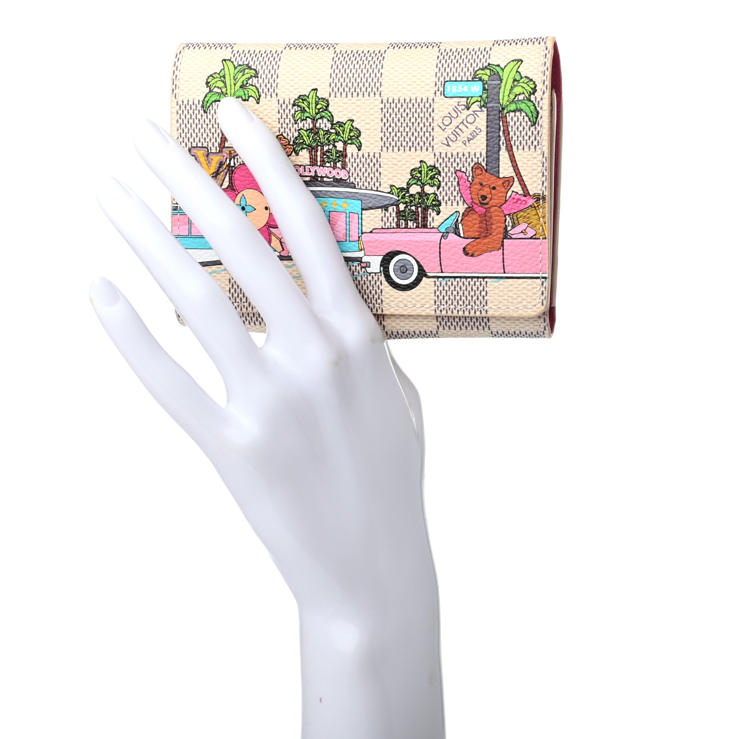Louis Vuitton Damier Azur 2021 Christmas Animation Hollywood Victorine Wallet Fuchsia 2 of 6