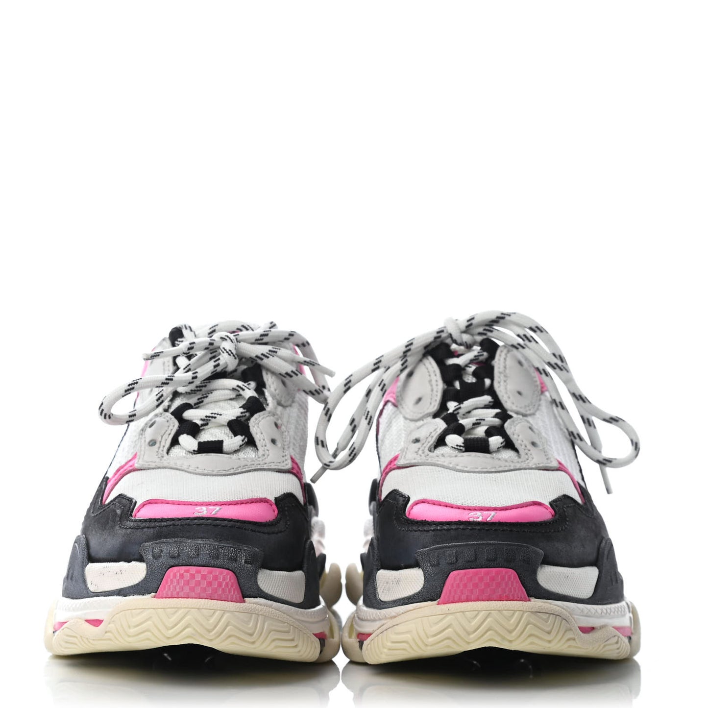 Fabric Mesh Womens Triple S Sneakers 37 Rose Fluo Black White