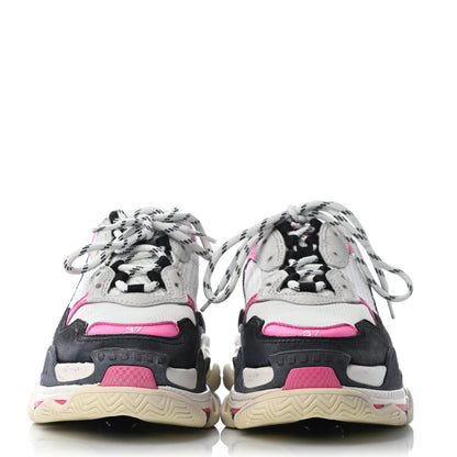 Balenciaga Fabric Mesh Womens Triple S Sneakers 37 Rose Fluo Black White 2 of 4