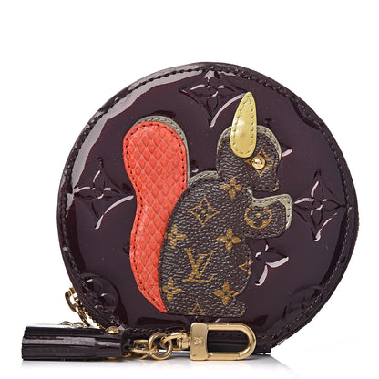 Louis Vuitton Vernis Animania Ecureuil Squirrel Round Coin Purse Amarante 1 of 7