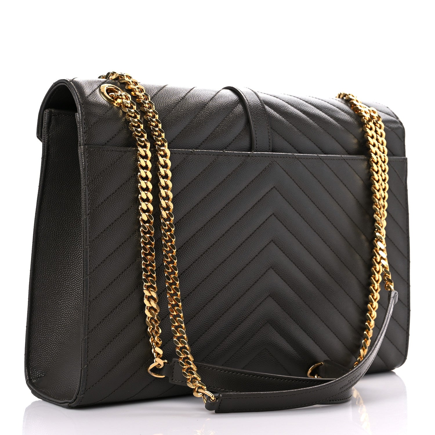 Saint Laurent Grain De Poudre Matelasse Chevron Large Monogram Satchel Bronze 3 of 16