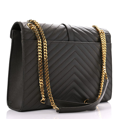 Saint Laurent Grain De Poudre Matelasse Chevron Large Monogram Satchel Bronze 3 of 16