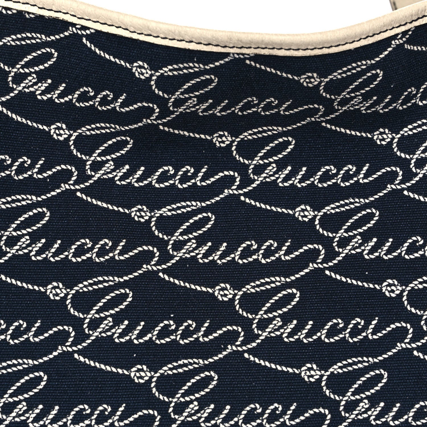 Gucci Canvas Logo Print Medium Abbey Shoulder Bag Navy Off White 8 of 14