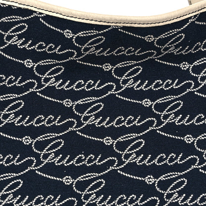 Gucci Canvas Logo Print Medium Abbey Shoulder Bag Navy Off White 8 of 14